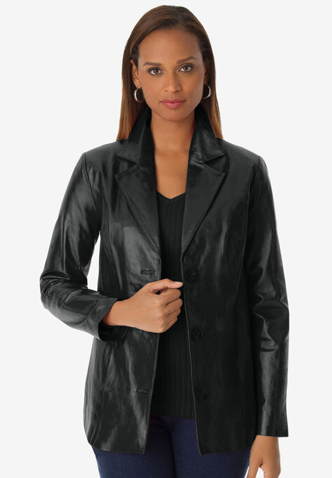 Roaman's Women's Plus Size Rhinestone-Studded Bomber Jacket Vegan Leather  Jacket