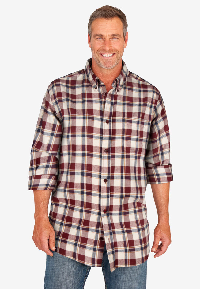 GH Bass Men's Long Sleeve Fireside Plaid Flannel Shirt, - Import It All