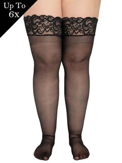 Coquette womens Black Stay-up Footless Stockings