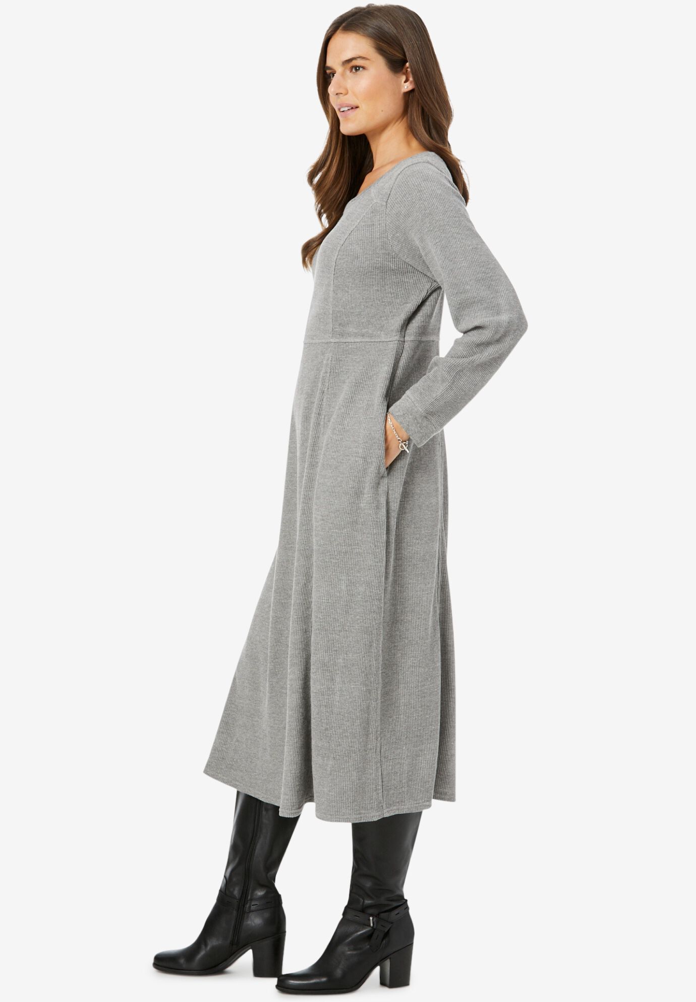 Thermal Knit A-Line Dress | OneStopPlus