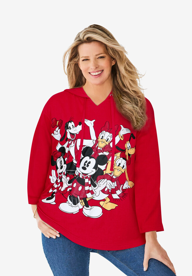 Disney Women's Long Sleeve Fleece Sweatshirt Mickey Mouse and