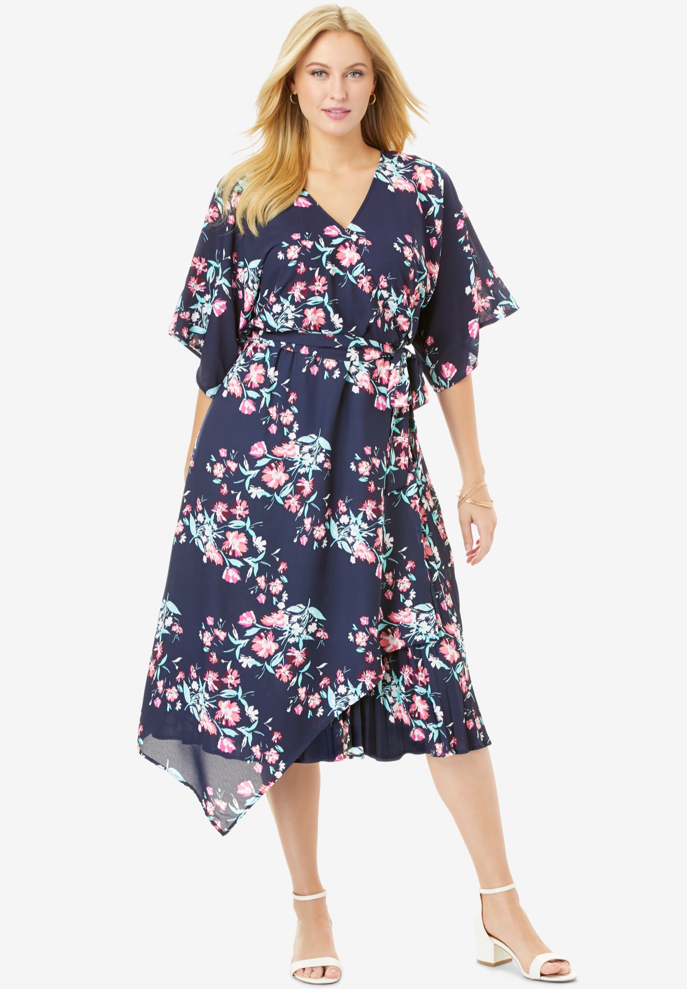 Floral Faux Wrap Midi Dress | OneStopPlus