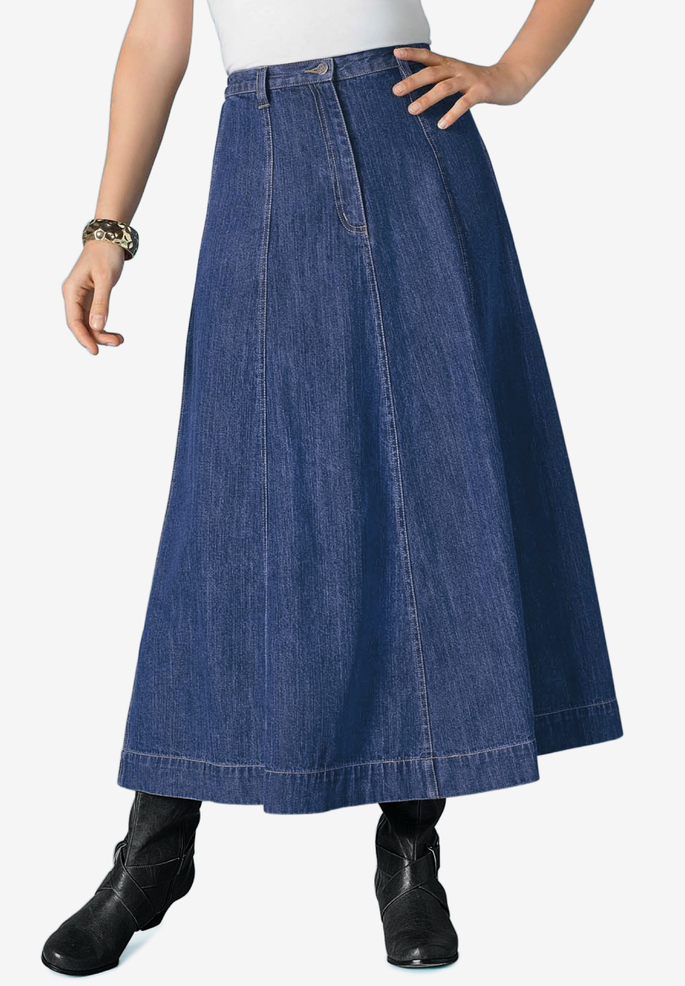 A-line Denim Maxi Skirt | OneStopPlus