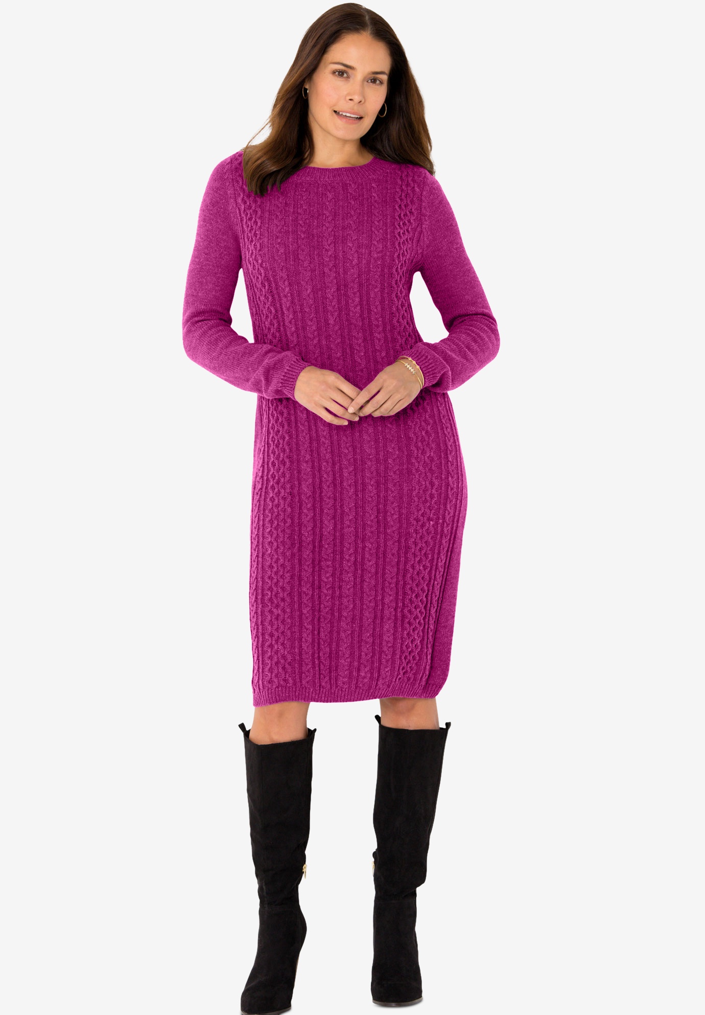 Cable Knit Sweater Dress OneStopPlus